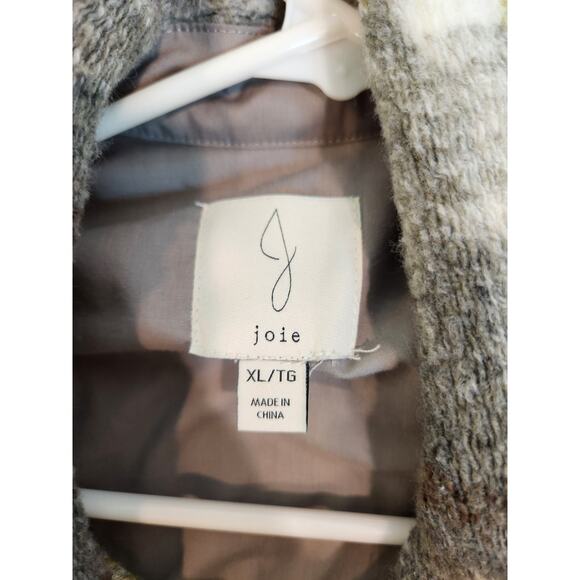 Joie XL Plaid Shacket Jacket Green Gray Oversized Button-Up Shirt Coat 38"‎ - Picture 3 of 5